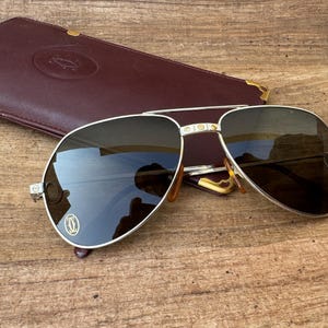 Excellent Vintage Cartier Aviator Titanium 56MM Medium Santos Sunglasses FRANCE