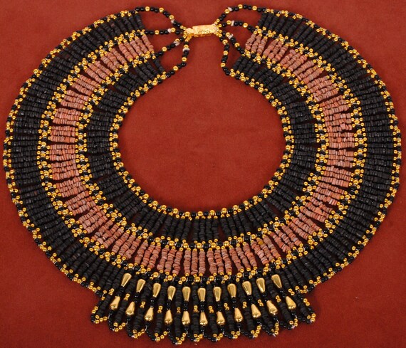 Lovely Large Egyptian Mummy bead Cleopatra Collar Necklace | Etsy