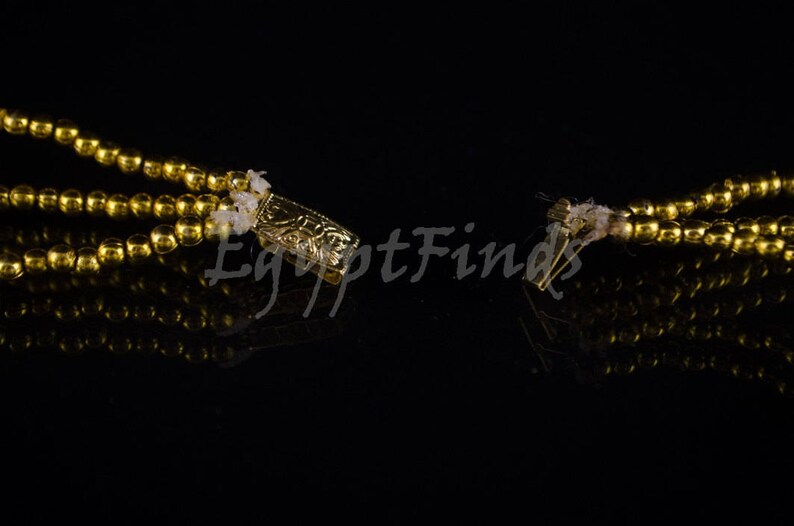 Superb Egyptian Beaded Cleopatra 7 Scarabs Necklace Collar