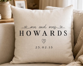 Cojín personalizado "Sr. y Sra." - Regalo de aniversario de bodas para parejas