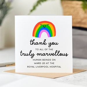 Personalised Thank You Hospital Ward Card, Truly Marvellous Human Beings, Doctors Nurses, Patient Card