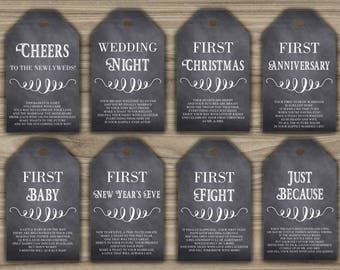 Milestone Wine Tags - Bridal Shower Gift Basket Tags - First Year Milestone Tags - INSTANT DOWNLOAD - Year Of Firsts - PRINTABLE - 0025