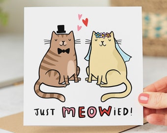 Just Meowied - Funny Wedding Card - Personalised Card