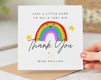 Personalised Teacher Thank You Card - Rainbow Little Card Big Thank You