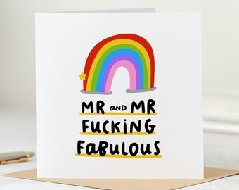 Mr and Mr Fucking Fabulous - Funny Gay Wedding Card, Funny Gay Engagement Card, Cheeky Card, Joke Card, Rude Card