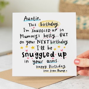 Auntie, Love From The Bump Birthday Card - Next Birthday I'll Be Snuggled Up In Your Arms - Personalised Card