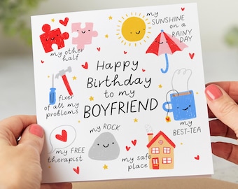 My Boyfriend Birthday Card, My Rock, My Other Half, My Safe Place, Romantic Card, Personalised Card
