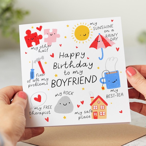 My Boyfriend Birthday Card, My Rock, My Other Half, My Safe Place, Romantic Card, Personalised Card