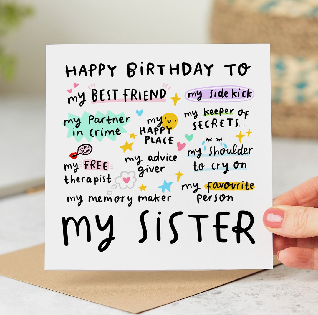 My Sister Birthday Card My Best Friend, My Sidekick, My Happy Place, My ...