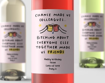 Étiquette de vin « Chance Made Us Colleagues » - Étiquette de vin drôle, nouvel emploi, cadeau d'anniversaire, départ du travail, félicitations, ami de travail, cadeau de collègue