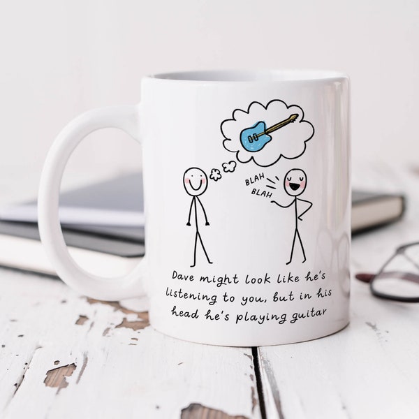 Personalised Playing Guitar Mug - Funny Gift, For Him, For Her, Music Lover Gift, Guitar Lover Gift