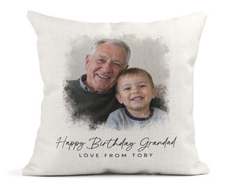 Cojín personalizado con foto del abuelo, regalo de cumpleaños con imagen personalizada.
