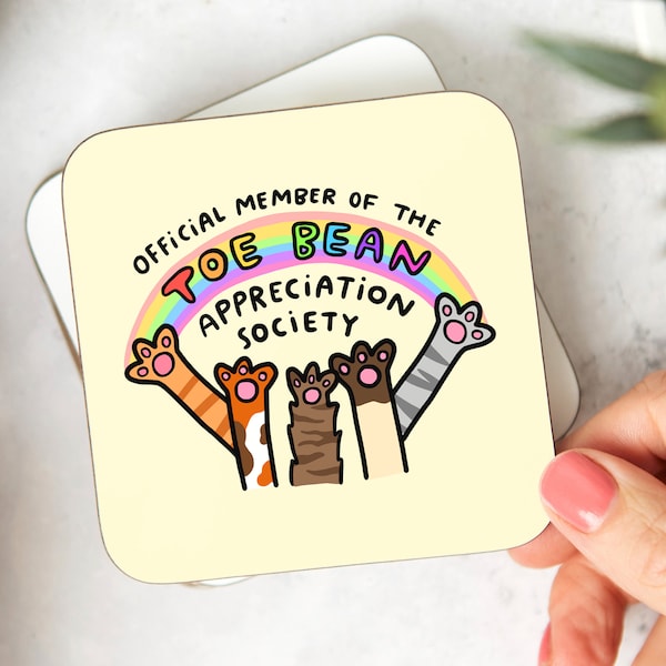 Toe Bean Appreciation Society Coaster - Funny Gift, Birthday Gift, Cat Lover, Dog Lover, For Best Friend