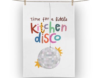 Kitchen Disco Tea Towel - Funny Housewarming Gift, Birthday Gift, Home Decor, Disco Ball