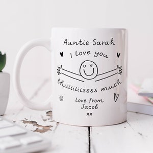 Personalised Auntie I Love You This Much Mug - Personalised Gift, Birthday Gift, Best Auntie Gift