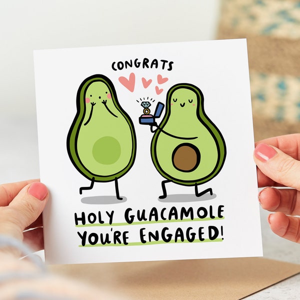 Holy Guacamole You're Engaged! Engagement Card, Funny Engagement Card, Avocado Card