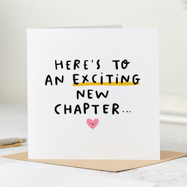 Here's To An Exciting New Chapter, Congrats Card - Good Luck Card - New Job Card - Retirement Card - Bon Voyage Card - Personalised Card