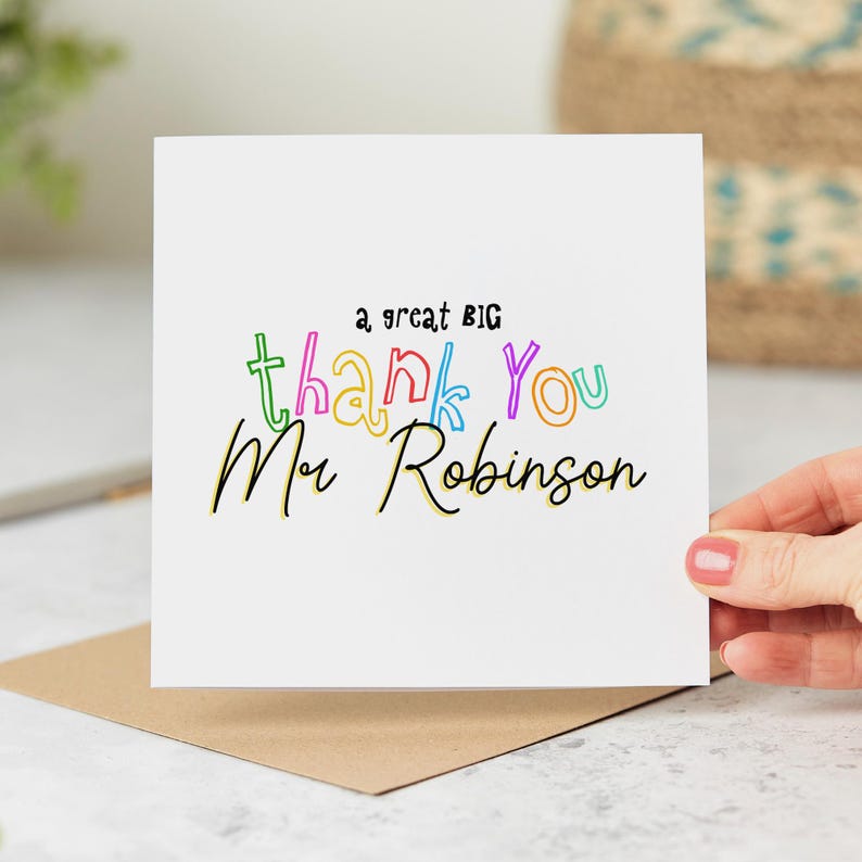 Personalised Thank You Card for Teacher, A Great Big Thank You, End of ...