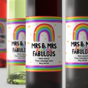 Mrs and Mrs Fucking Fabulous Wine Label - Personalised Label, Gay, Lesbian, Wedding Wine Label, Engagement, Anniversary Gift, Rude Sweary