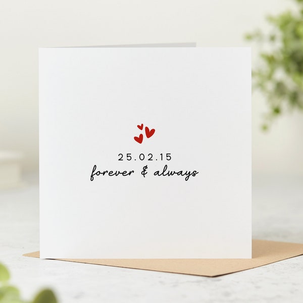 Personalised Anniversary Card, Forever And Always, Love Card, Romantic Card, Husband Wife, Boyfriend, Girlfriend