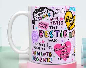 The Bestie Mug - Personalised Names & 3 Colour Options - Best Friend Gift, Birthday Gift, Christmas Gift