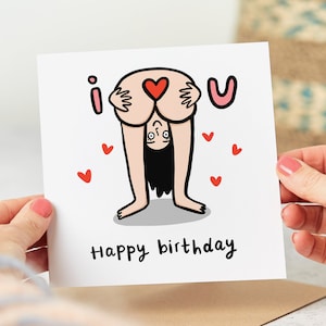 I Love You - Funny Birthday Card, Bum, Naked Woman - Personalised Card