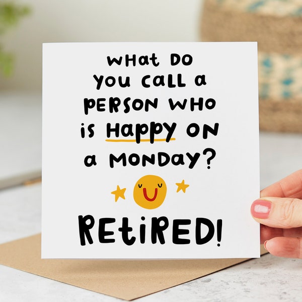 Funny Retirement Card - Happy On A Monday Retirement Card - Personalised Card