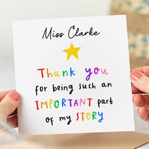 Personalised Thank You Card, Thank You For Being Part Of My Story Card - Teacher Thank You Card, Best Friend, Mentor, Friend, End Of School