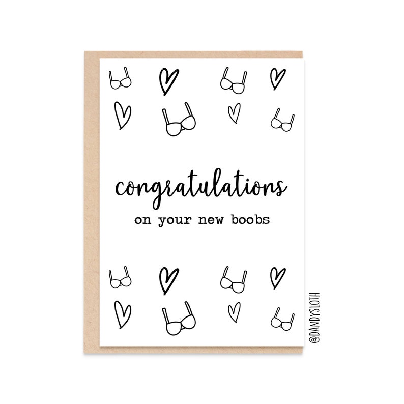 Congratulations On Your New Boobs Funny Boob Job Card Good image 0.