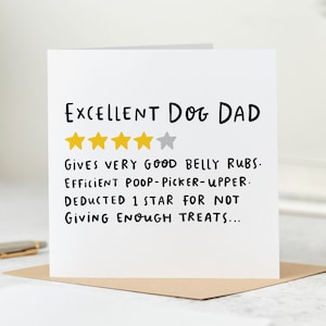 Excelente papá perruno, Tarjeta divertida para papá perruno, Cuatro de cinco estrellas, Tarjeta de cumpleaños del perro, Tarjeta personalizada