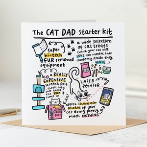 Cat Dad Starter Kit Card - Funny Cat Dad Card - Birthday Card - Father's Day Card - Personalised Card