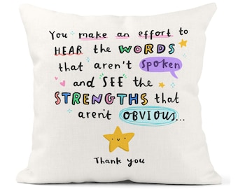 Thank You Teacher Cushion | Hear The Words That Aren't Spoken | End of School Gift