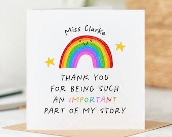 Personalised Thank You Card, Thank You For Being Part Of My Story - Teacher, Mentor, Friend, End Of School