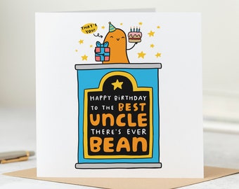 Best Uncle Birthday Card - Funny Birthday Card - Happy Birthday To The Best Uncle There's Ever Bean - Personalised Card