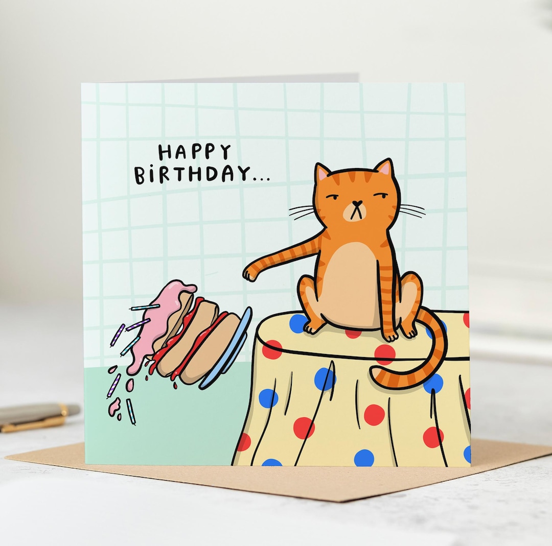Happy Birthday From the Cat - Funny Birthday Card - Etsy UK