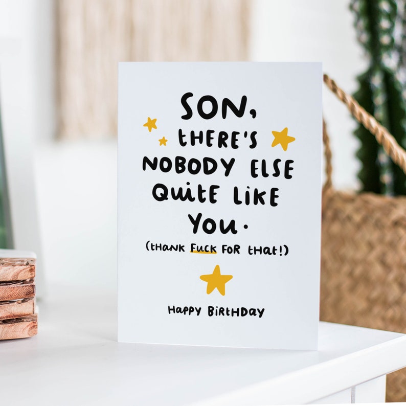 Funny Son Birthday Card Son There's Nobody Quite Like | Etsy