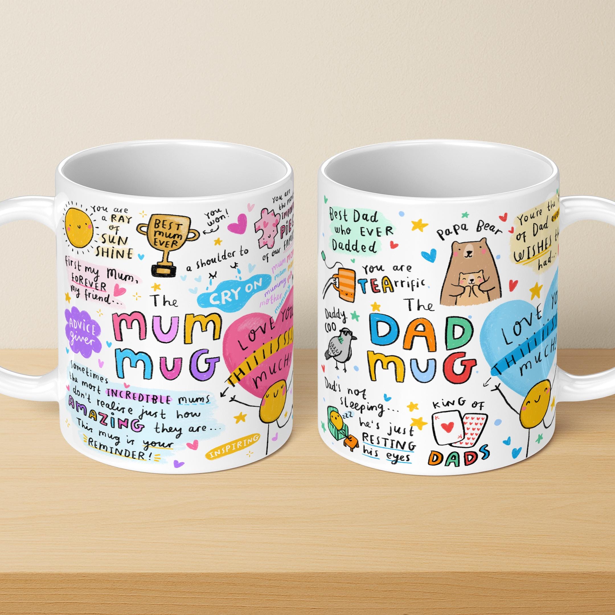 Mum and Dad Mug Set - Cute Funny Matching Parent Mugs