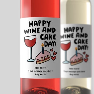 Wine And Cake Day Wine Label, Happy Wine And Cake Day, Funny Birthday Wine Label