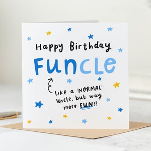 Funny Uncle Birthday Card - Happy Birthday Funcle - Like A Normal Uncle But More Fun - Personalised Card