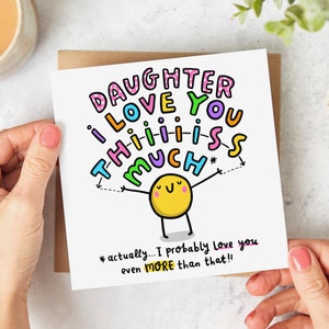 Tarjeta "Hija, te quiero muchísimo" - Tarjeta de cumpleaños para hija, Tarjeta para hija, Tarjeta de agradecimiento a hija, Te queremos