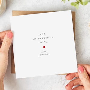 For My Beautiful Wife Birthday Card, Romantic Birthday Card for Wife, Personalised Card
