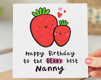 Berry Best Nanny Birthday Card, Cute Card, Funny Card, Personalised Card
