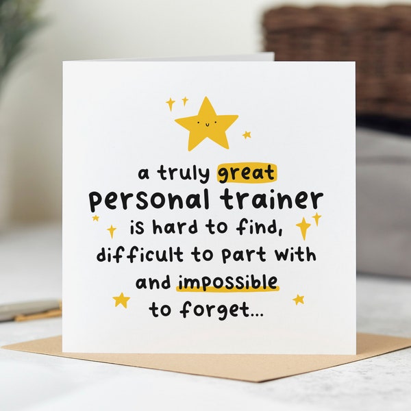 A Truly Great Personal Trainer Is Hard To Find - Thank You Card, Leaving Work, Retirement Card, Congrats Card