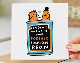 Funny Wedding Card - Engagement Card - Bride and Groom - Personalised Card - Congrats On Finding Your Forever Human Bean™