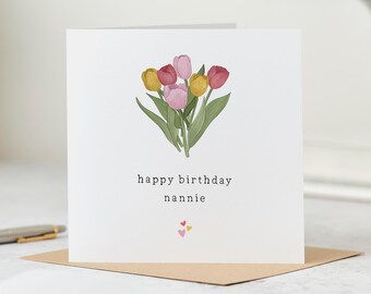 Floral Tulips Birthday Card for Nannie