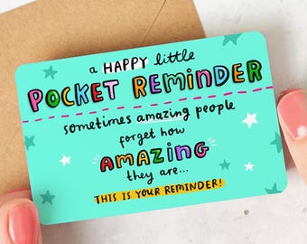 Pocket Reminder - Amazing People Wallet Card - Keepsake, Positivity Gift, Friendship, Thank You Gift, Congrats, New Job, Metal Wallet Card