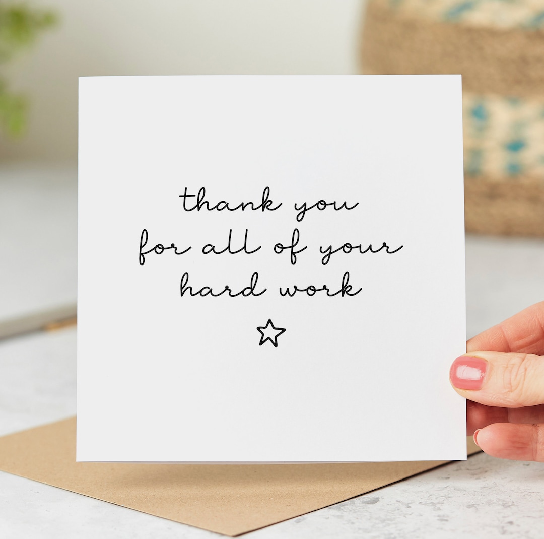Thank You for All of Your Hard Work - Thank You Card - Personalised ...