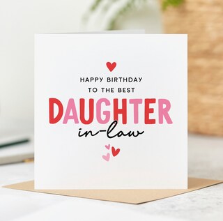 Sottobicchiere Regalo Con Scritta 'You Are Simply The Best Daughter-in-Law' - Rosa, Formato Tazza, Finitura Lucida, MDF 9x9 Cm