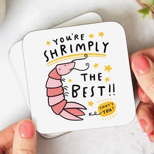 You're Shrimply The Best Coaster - Funny Gift, Thank You Gift, For Best Friend, Doctor, Nurse, Teacher, New Job, Friendship Gift