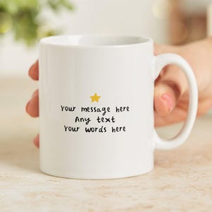 Example of a personalised message on reverse of mug.